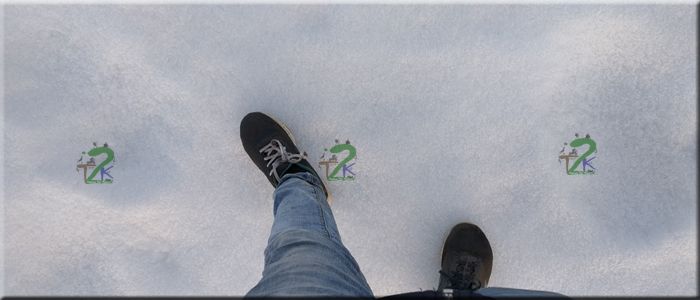 walking on the top of the snow